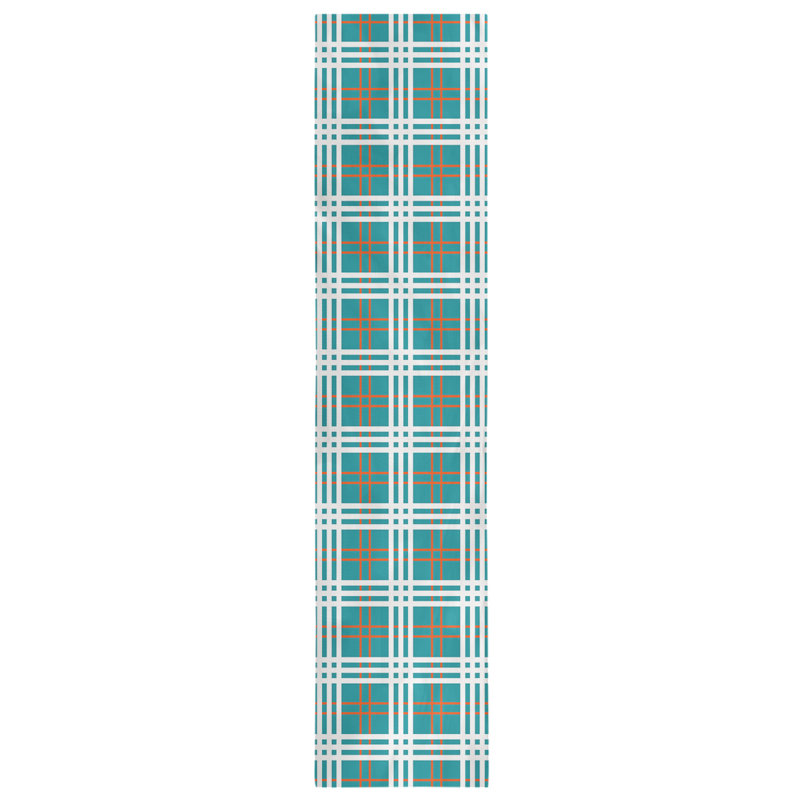 Paid Polyester Table Runner, 90" L x 16" W, Green/Orange/White