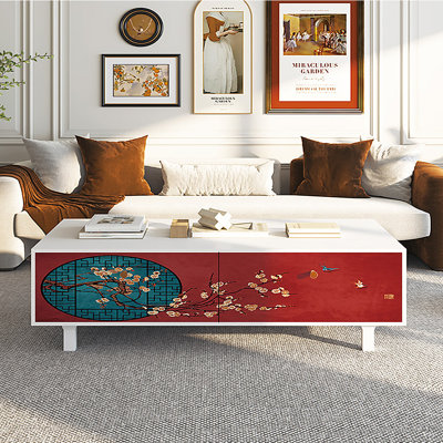 Table basse avec rangement peint français rétro