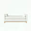 Banc rembourré en molleton Sherpa avec coussins et pieds en bois massif-866016546