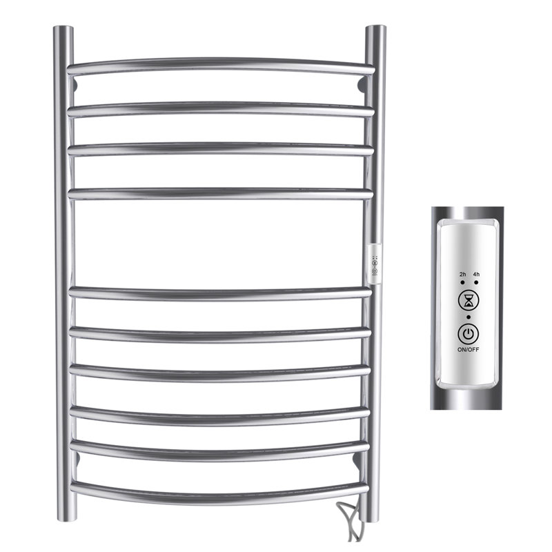 Chauffe-serviettes électrique pour salle de bain, porte-serviettes chauffant avec minuterie, Argent