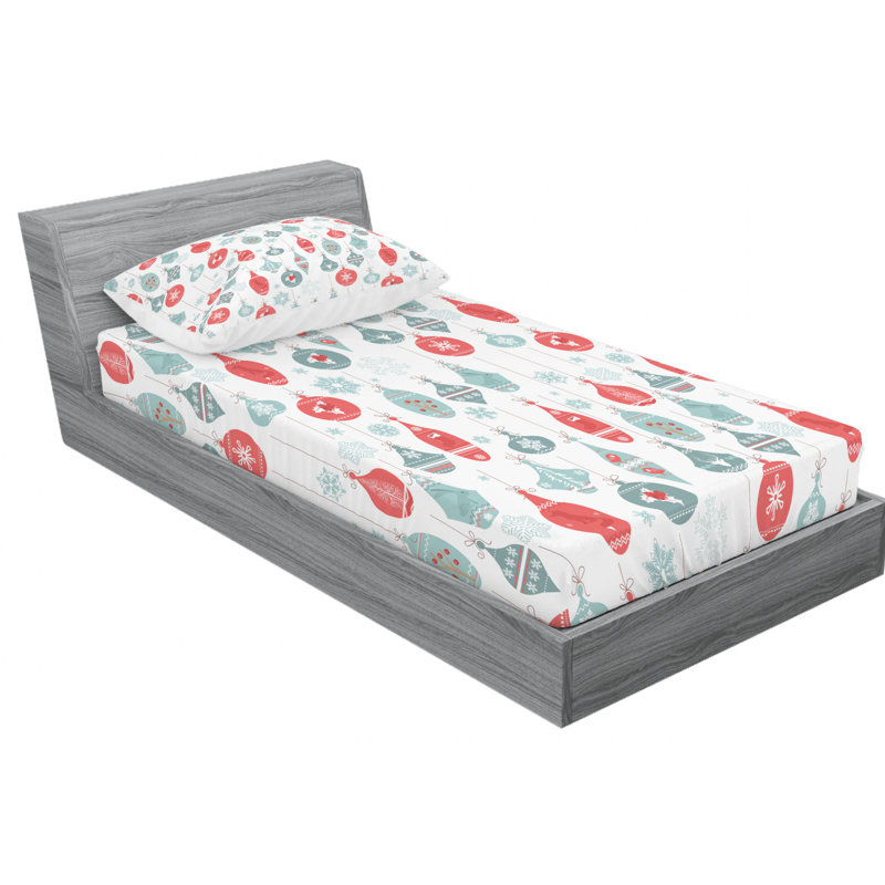 Microfiber Sheet Set, Twin Sheet Set with Fitted Sheet, Noel