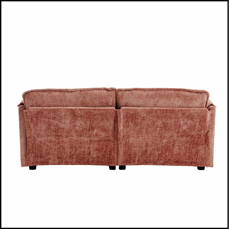 Luxueux canapé double surdimensionné avec tissu chenille et accoudoirs amovibles pour un confort et un style ultimes, Rose
