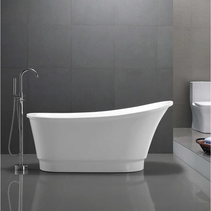 Prima 67'' Glossy White Acrylic Freestanding Soaking Bathtub