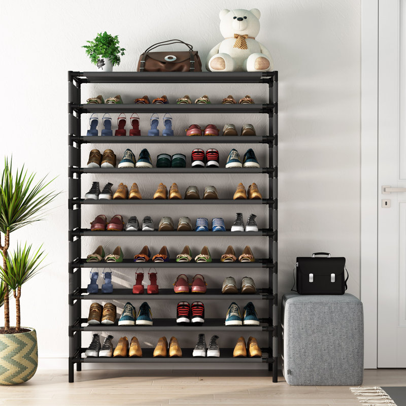 50 Pair 10 Tier Shoe Rack, Black