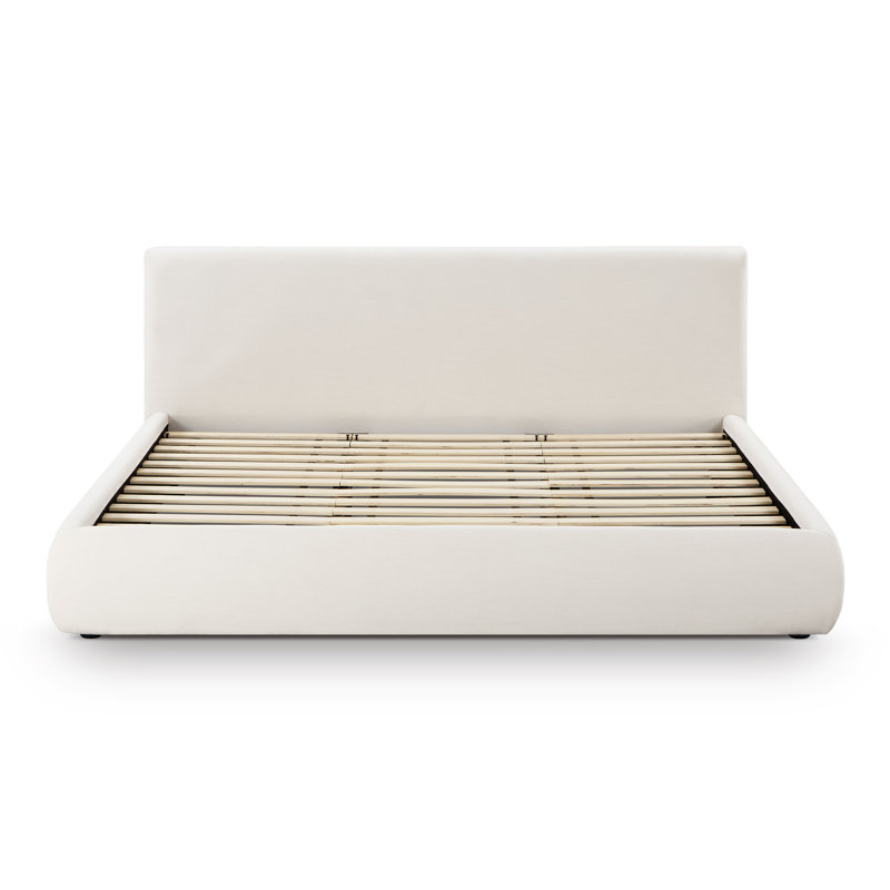  Cream Upcycled Linen King Bed