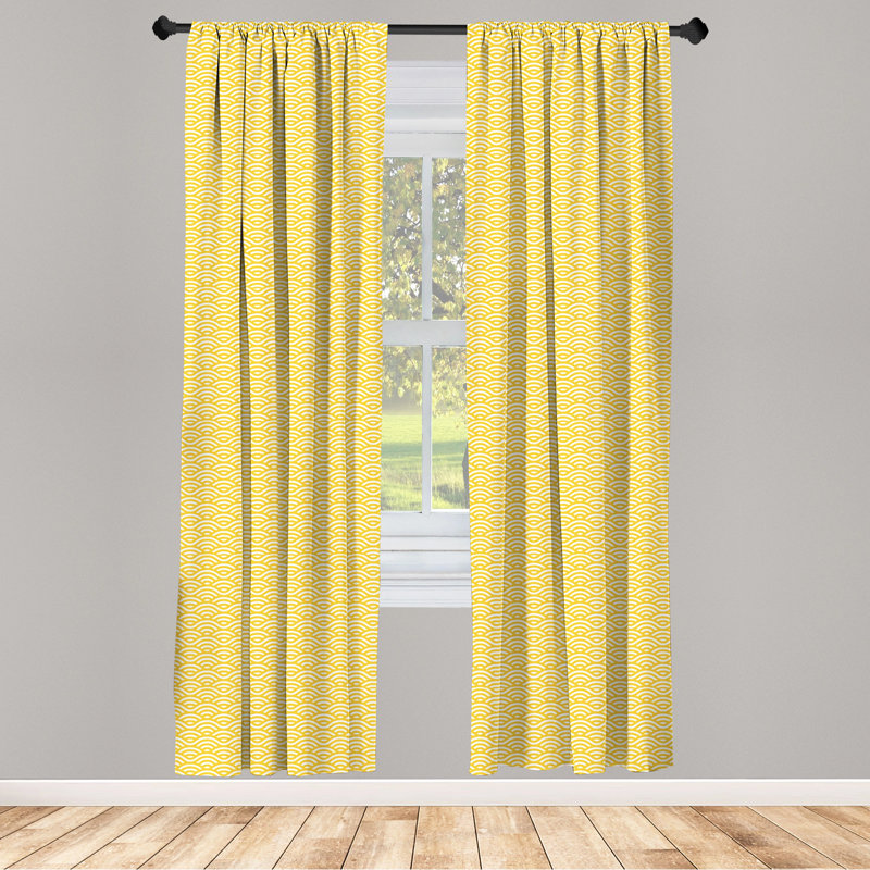 Horizontal Abstract Semi-Sheer Rod Pocket Curtain Panels, 28" x 84"