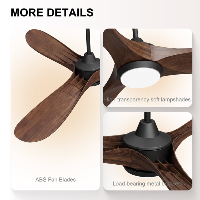 60" Ceiling Fan with Light High Airflow 6-Speed, Low Noise Reversible DC Motor ABS Blades, 3CCT Dim, Matte Black