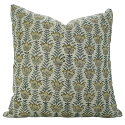 Fabdivine Boho Pillow Cover Floral Printed Thick Linen Brown, Lotus,