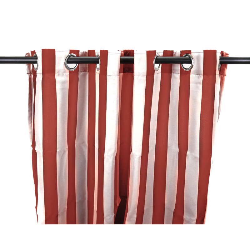 Solid 54" x 84" Grommet Semi-Sheer Outdoor Curtain Panel, Striped Pompei, 54" W x 84" L
