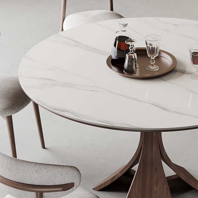 Table de salle à manger élégante avec plateau en marbre, H 29,5 po x L 51,2 po x l 51,2 po