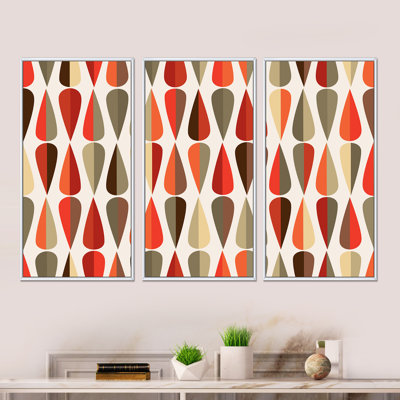 «Retro Abstract Drops IV», reproduction de cadre photo sur toile 3 pièces