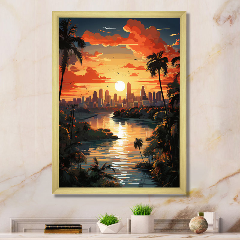 Cityscapes Wall Art Living Room, Encadrement doré, H 32 po x l 16 po x P 1 po