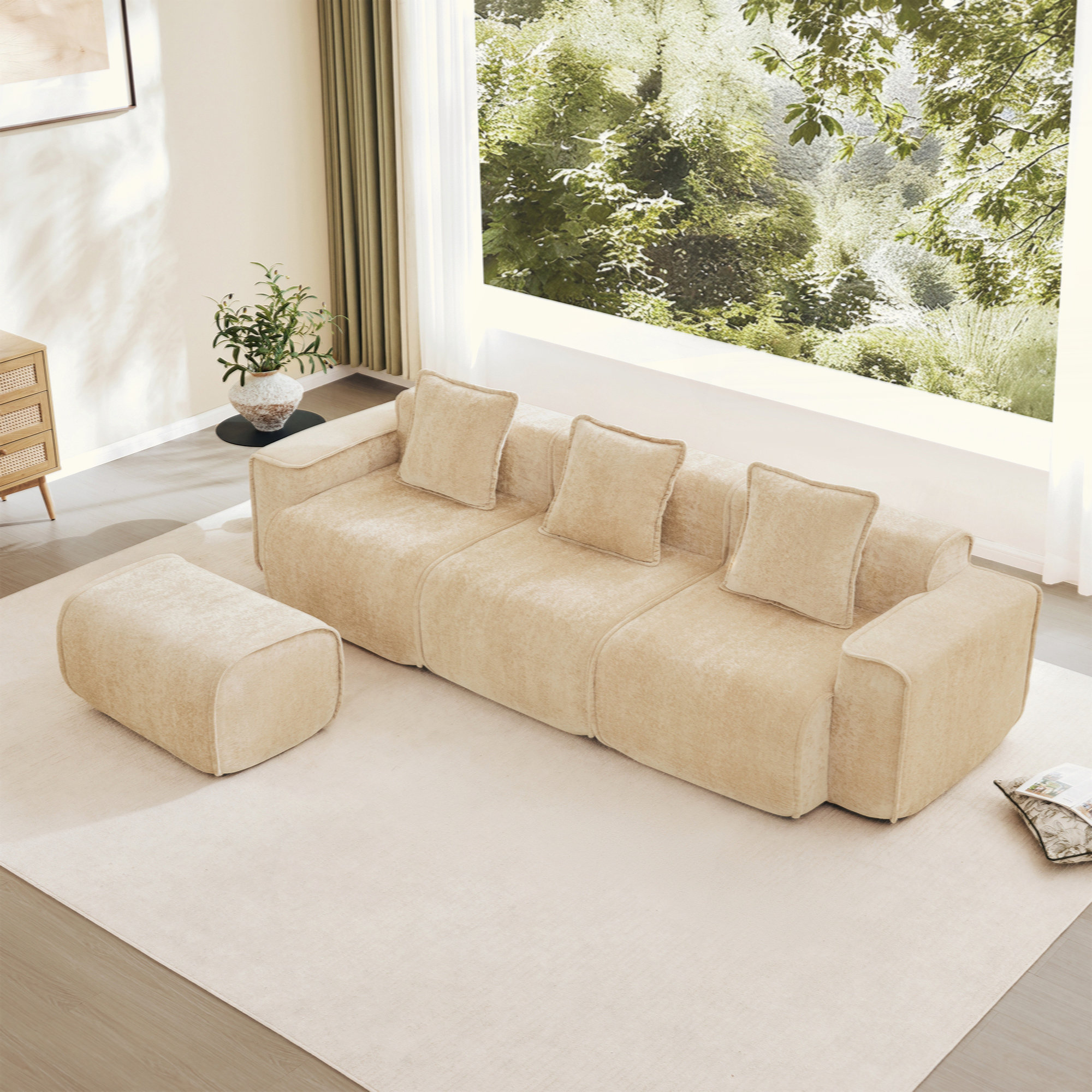 Latitude Run® Modular L Shape Sectional Boneless Sofa With French Edge ...