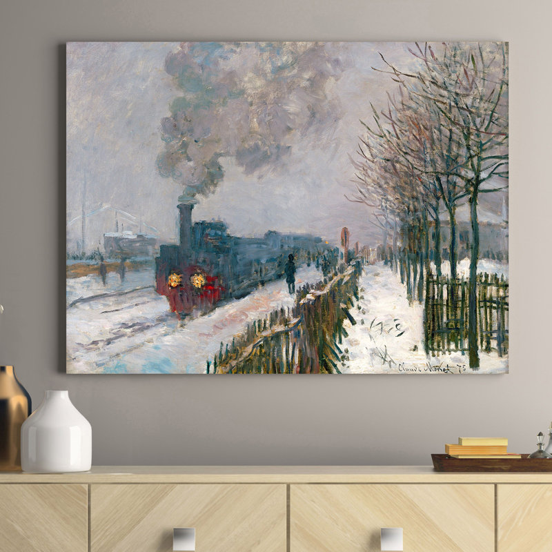 Le Train Dans La Neige by Claude Monet - Wrapped Canvas Painting, 60cm H x 80cm W x 4cm D