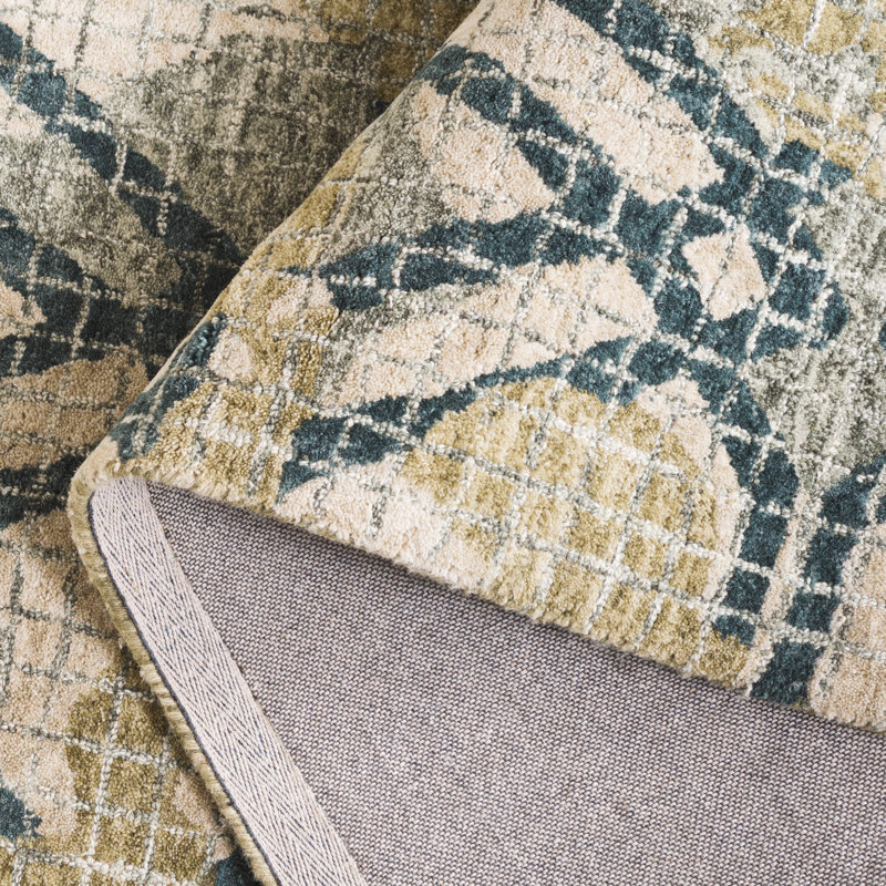 Metro 462 Hand Tufted Wool/Cotton Abstract Rug in Green/Beige/S/, Rectangle 5' x 8'