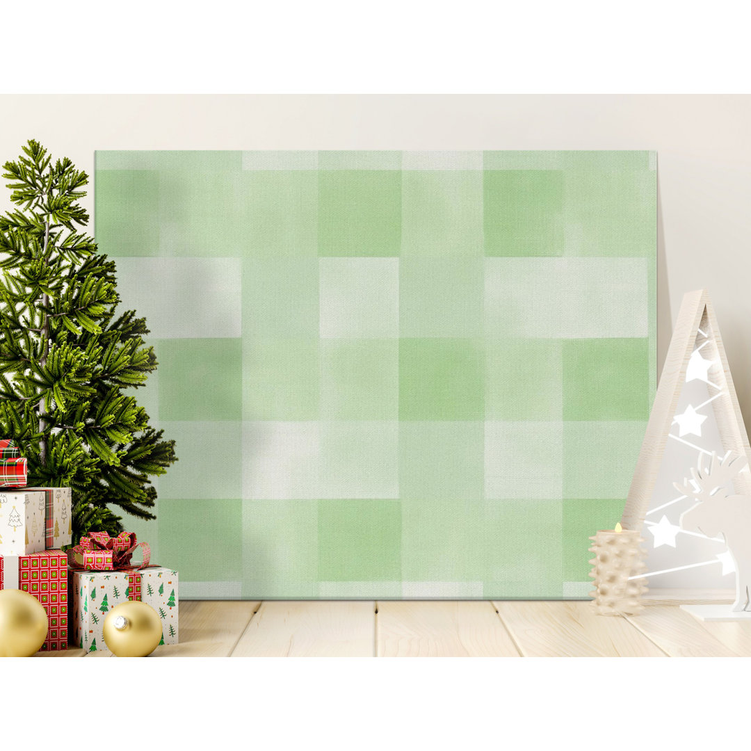 Green Plaid Canvas Wall Art, Modern Abstract Check Pattern Print, Gallery Wrapped Canvas, Ready to Hang, Archival Quality, Statement Piece