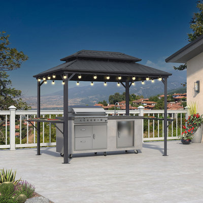 Aluminum Hardtop Grill Gazebo with Lighted