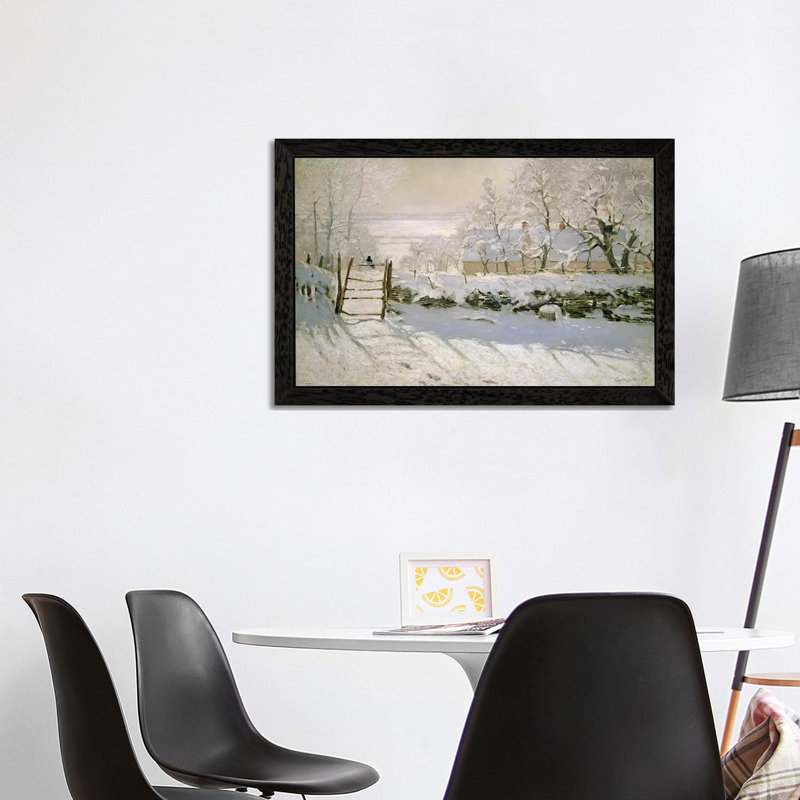 The Magpie, 1869 by Claude Monet - Wrapped Canvas Painting, 30.48 cm H x 45.72 cm W, Black Framed