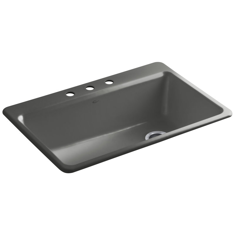 Riverby™ Single-Bowl Top-Mount Kitchen Snk with Accessories, 3 hole, White
