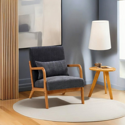 Chaise d'appoint Mid-Century moderne avec coussin, fauteuil et chaises de salon avec coussin Chaise de lecture rembourrée avec cadre en bois