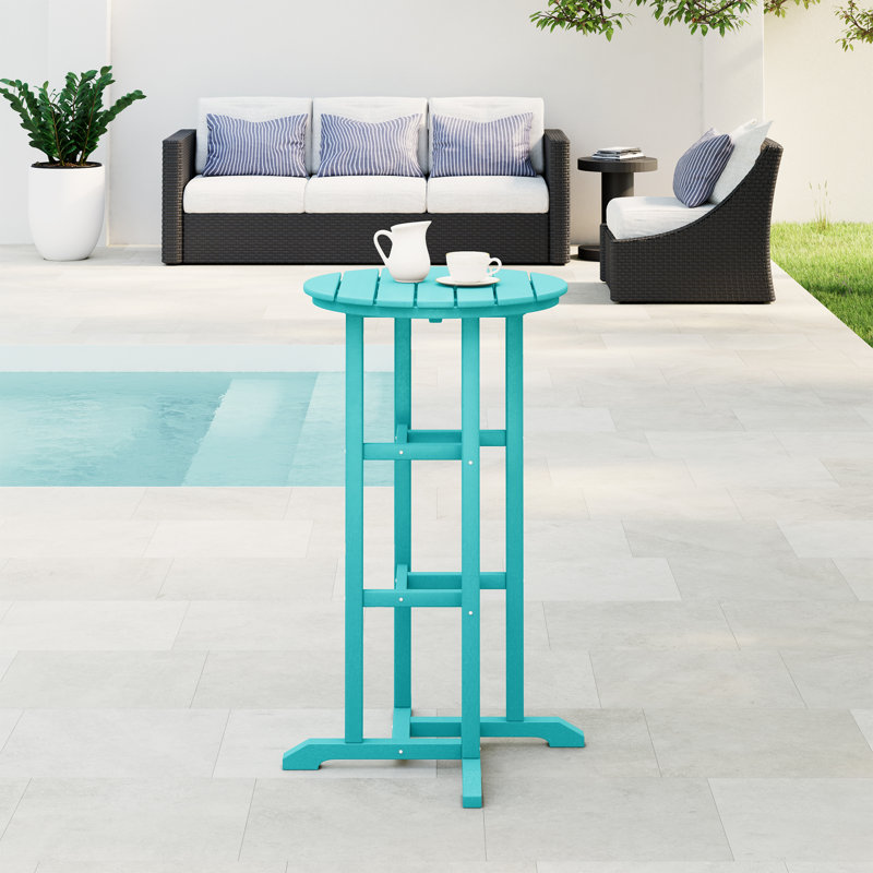 Laguna Round Outdoor Bar Table, Teal,  42'' H X 24'' D X 24'' W