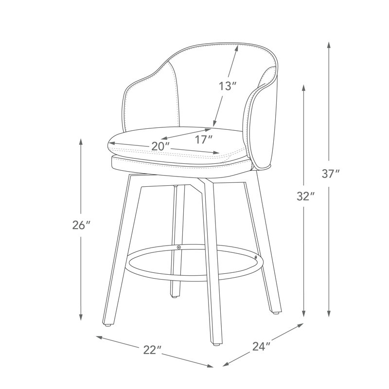Swivel Bar Stool With Back, Beige, 2