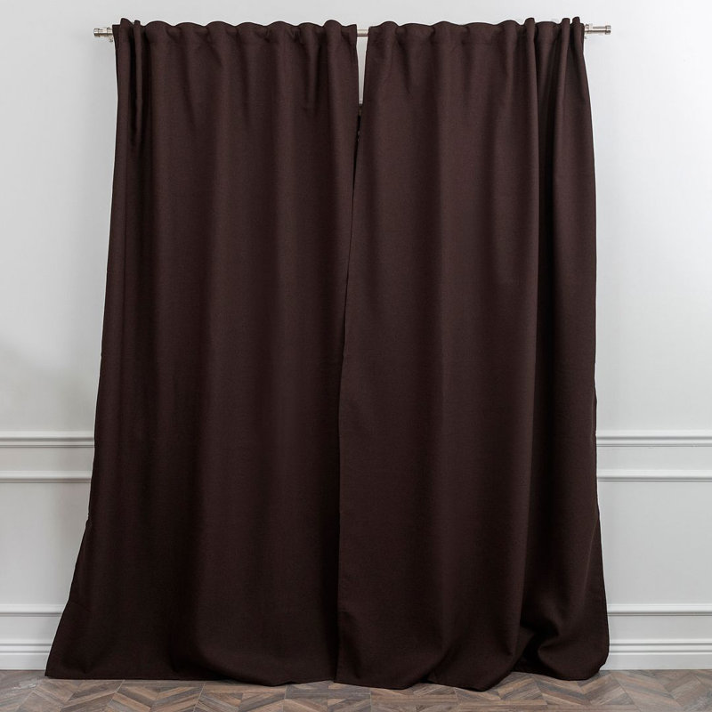 LAXTON Room Darkening Extra Long & Extra Wide Decorative Curtain, 52" W x 216" L, Dark Brown