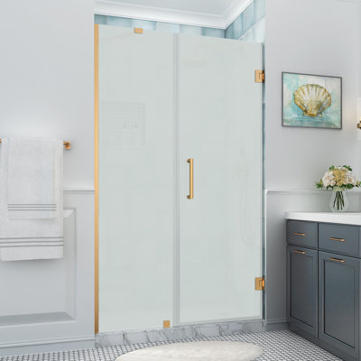 Belmore XL 51.25 - 52.25 in. W x 80 in. H Frameless Hinged Shower Door with StarCast Glass