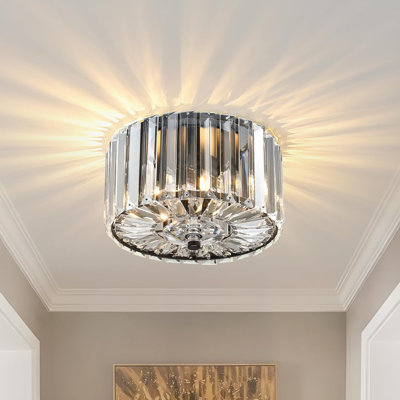 Plafonnier semi-encastré moderne en cristal, petit lustre 2 lumières avec cristaux K9 pour le couloir de la cuisine
