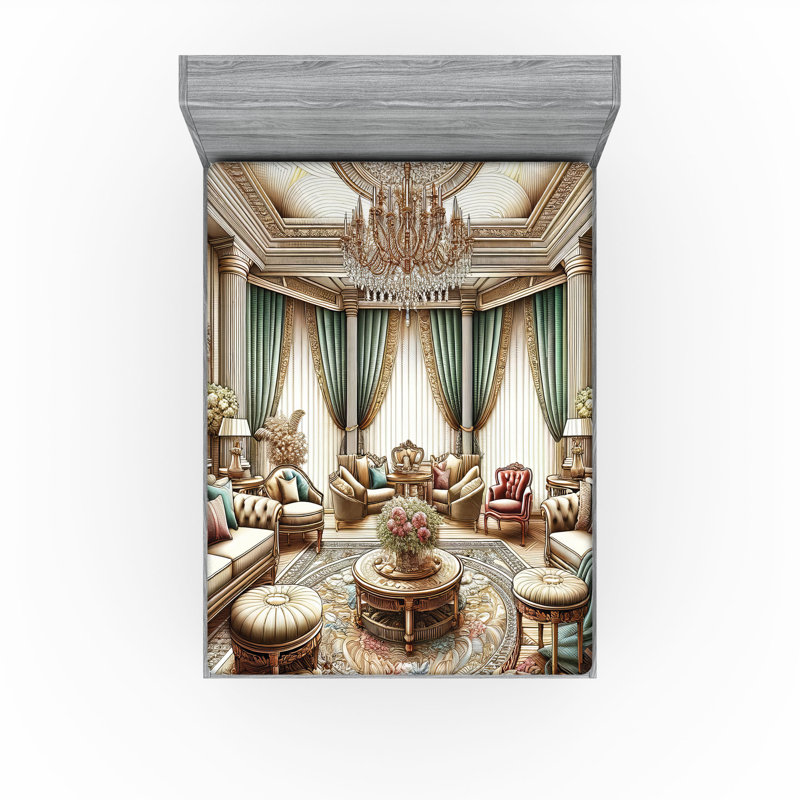 Drap-housse classique Ambesonne_ Scène de chambre opulente palatial_ Écume de mer écume et cacao