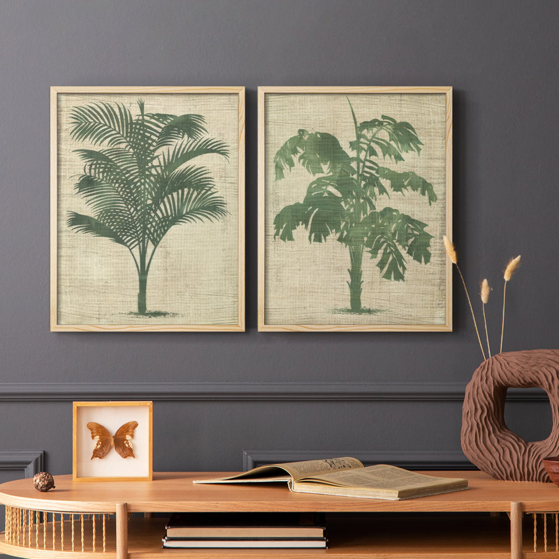 «Burlap Palm Silhouette III», reproduction encadrée de qualité supérieure - prête à être accrochée - aucun clou requis - aucun clou requis