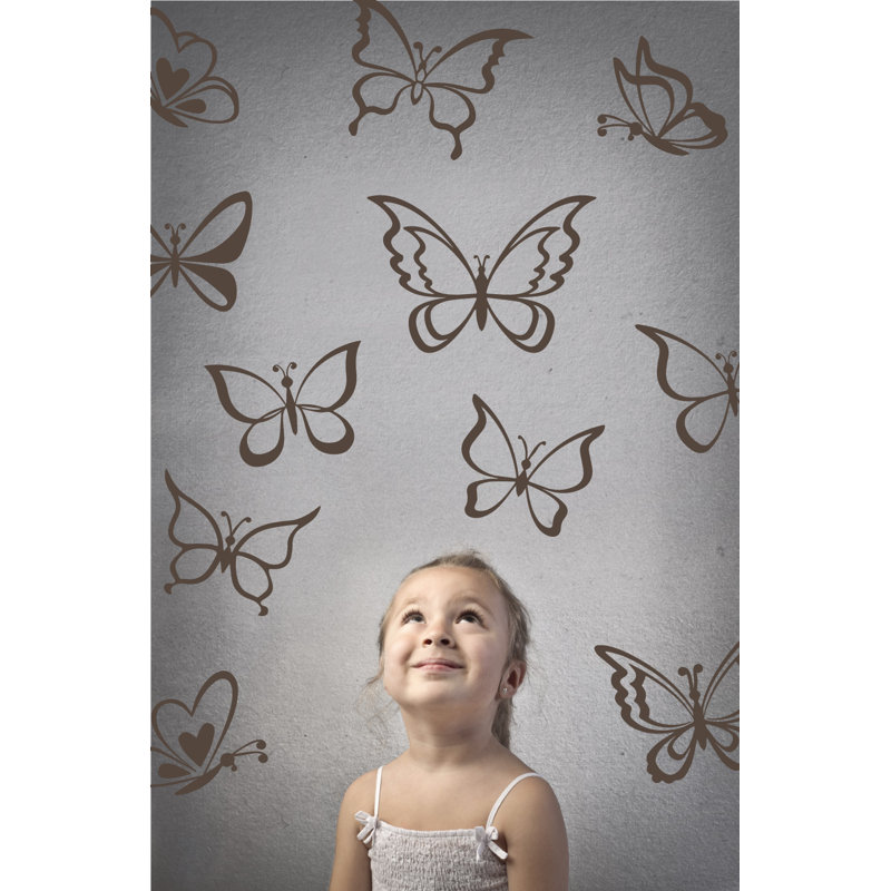 Adhésif décoratif papillon, H 24 po x l 25 po x P 0,01 po, Brun