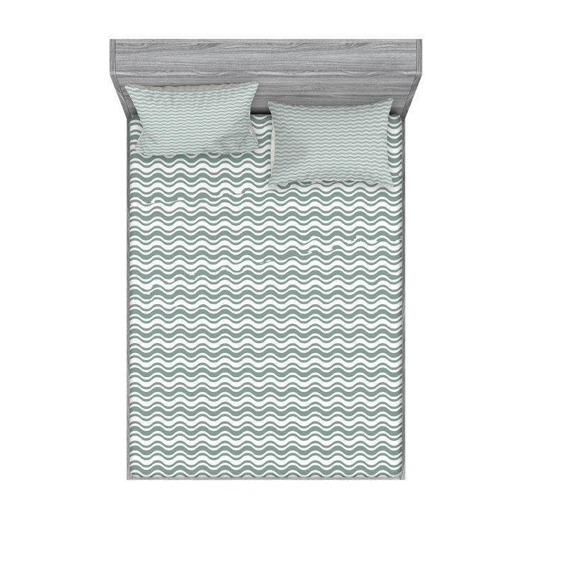 Microfiber Abstract Sheet Set, Queen Sheet Set with Fitted Sheet