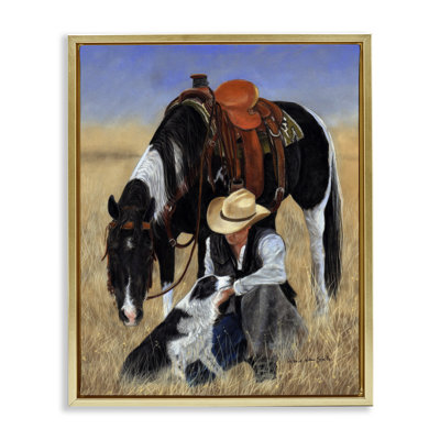 Cowboy avec chien et cheval