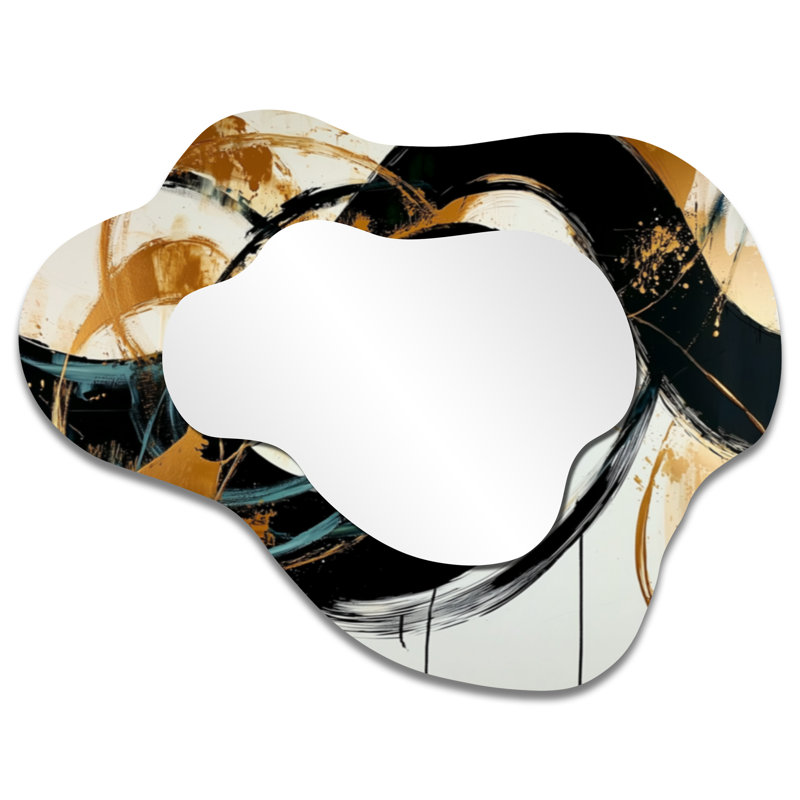 Miroir décoratif asymétrique doré et doré, 27 po x 35 po
