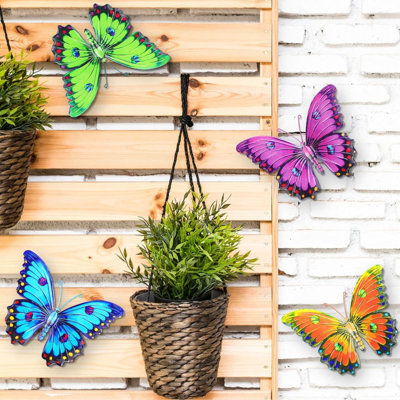 4Pcs Home Craft Gifts Butterfly Shape Wall Decorations Metal Wall Hanging Decorations Indoor And Outdoor Decorations