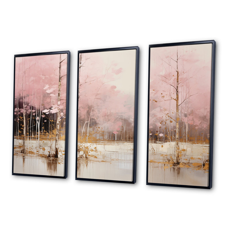 Delvalle - ensemble d'art mural forêt, Cadre flottant noir, H 32 po x l 48 po x P 1 po