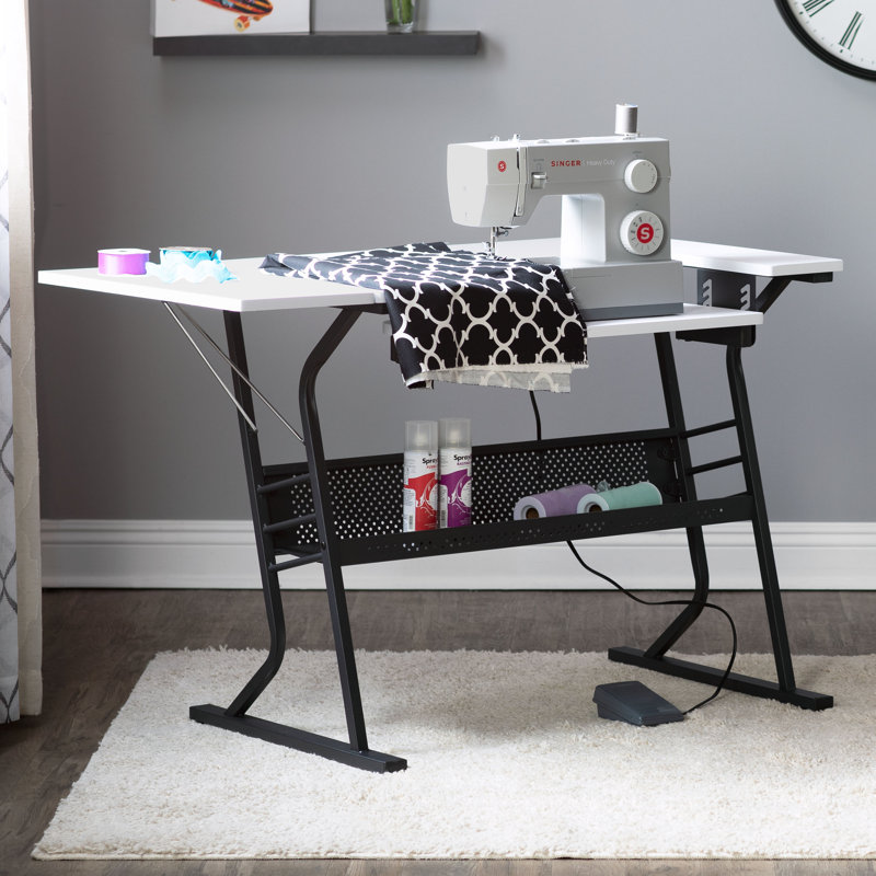 44.75" W x 23.5" D Sewing Table with Sewing Machine Platform, White