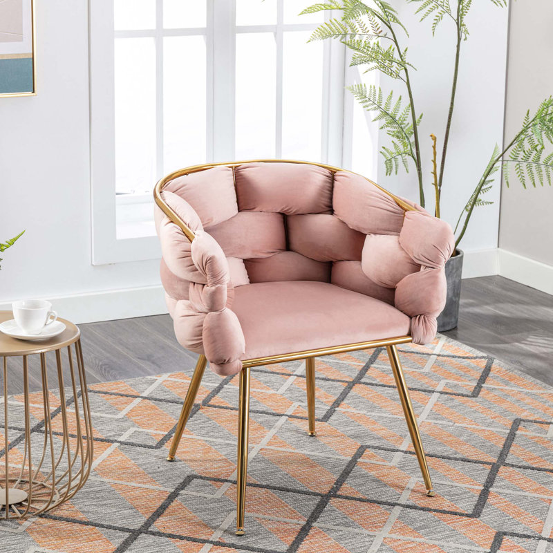 16.9'' H Velvet Upholstered Armchair, Pink, 1