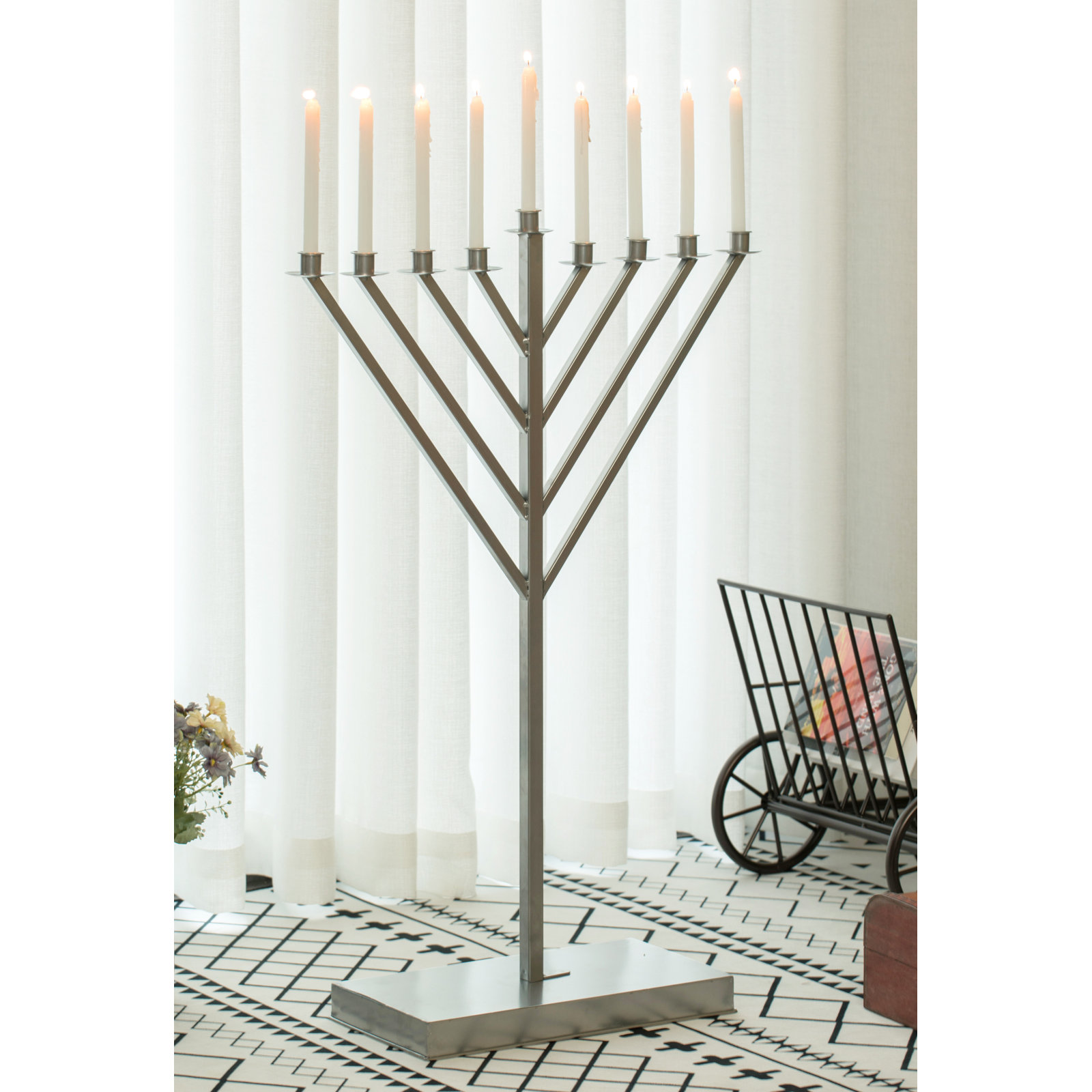 Menorah for Synagogue, 35.5" H x 8.25" W x 25" D