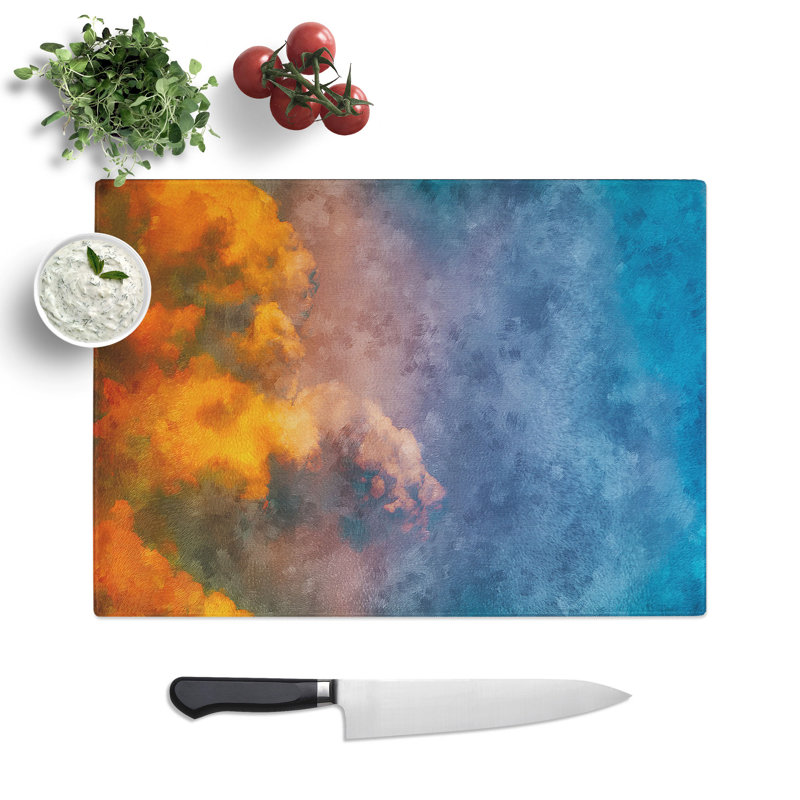 Tempered Glass Rising Clouds Chopping Board, 20 cm x 28.5 cm