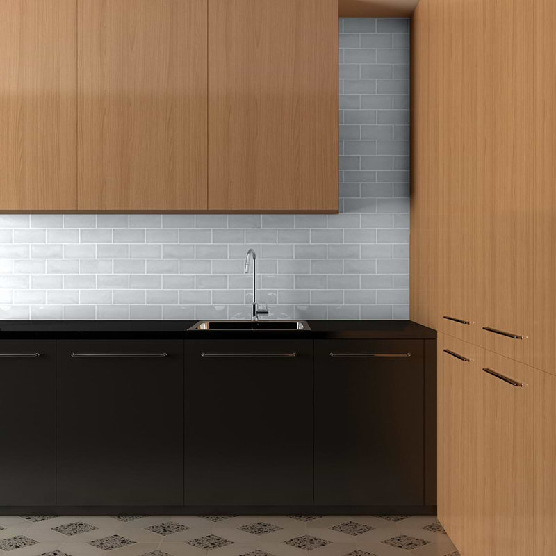 Nabi Subway 4.5x9 Subway Polished Glass Tile, Arctic Blue
