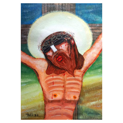 Good Friday Christ Jesus Acrylic On Paper By Tuhin Rakshit