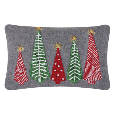 Felt Christmas Tree Embroidered Pillow