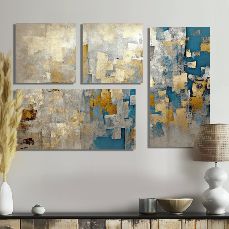 Southern Sunrise Abstract Expressionism VI - Collages de grandes impressions sur toile surdimensionnées, 4 pièces
