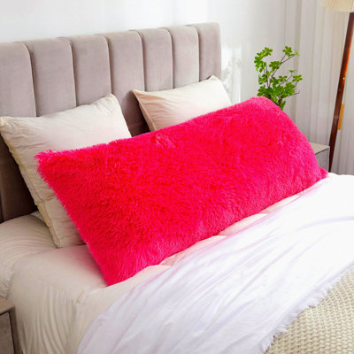 Luxury Plush Body Pillowcase - Soft Long Pillow Cover with Zipper Closure - Decorative Body Pillowsham for Adults - Hot Pink