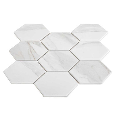 4" Statuario hexagon matt porcelain/18sheets/14.639sqft/box