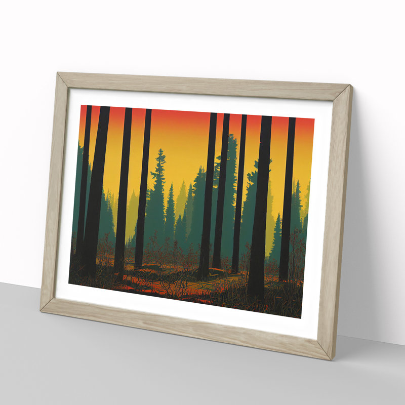Spring Forest Art Deco Vol.5 - Framed Print, 46cm H x 64cm W x 2cm D, Oak Framed