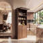 Armoire de rangement autoportante haute de 71 pouces avec portes et tablettes, tablettes réglables, tiroir et ensemble anti-basculement, bois de qualité E1, noyer pour garde-manger, armoire de rangement pour salle de bain-1616263388