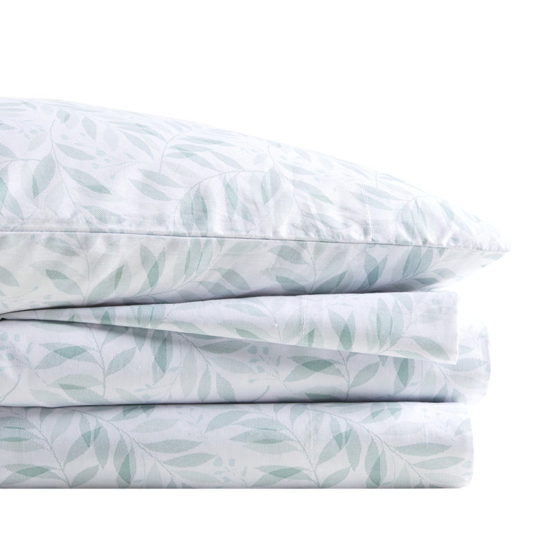 Full Green Leaves Cotton Percale Sheet Set